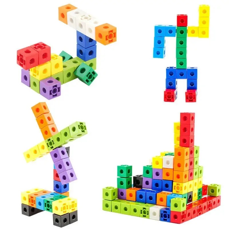 Math Manipulative Set - ชุดลูกบาศก์เชื่อมต่อ 100 ชิ้น ของเล่นเสริมพัฒนาการทางคณิตศาสตร์สำหรับเด็ก ฝึกนับเลข บล็อกมอนเตสซอรี่