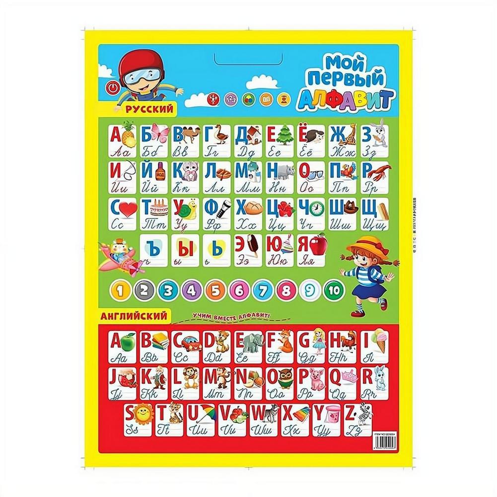 Kids Education Music - โปสเตอร์ติดผนังอัลฟาเบตอิเล็กทรอนิกส์แบบโต้ตอบของรัสเซีย พร้อมเสียงพูด ABC 123s เพลงเพื่อการเรียนรู้ โปสเตอร์การศึกษาสำหรับเด็กในรัสเซียพร้อมแผนภูมิการออกเสียง