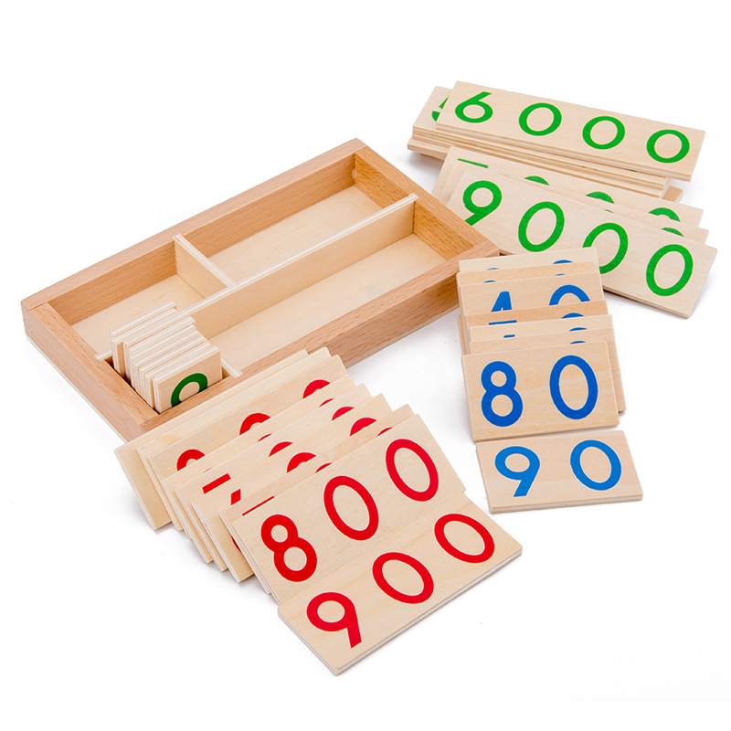 Math Manipulative Set - ไม้ตัวเลขการ์ด 1-9000 Montessori การ์ดการเรียนรู้คณิตศาสตร์ช่วยสอนเด็กก่อนวัยเรียน Early Education