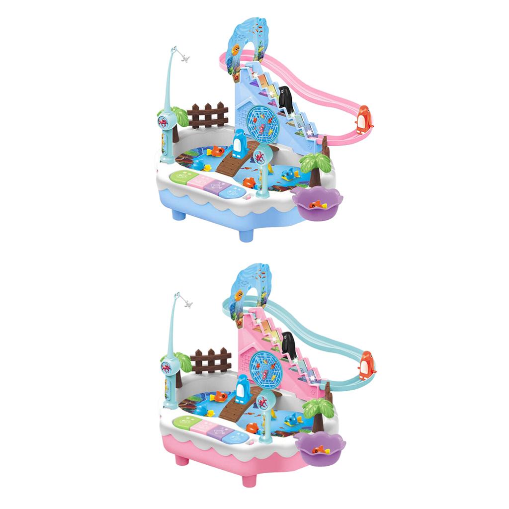 Kids Education Music - ของเล่นพลาสติกเสริมพัฒนาการเด็ก ชุดของเล่นเพนกวินปีนบันได ตกปลา ของเล่นอาบน้ำ เสริมสร้างการเรียนรู้ ดนตรี