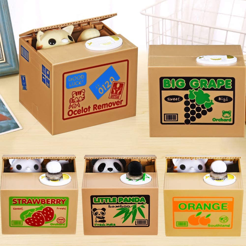 Kids Education Money - แพนด้าขโมยเหรียญกล่องใส่เงินอัตโนมัติเหรียญ Piggy Bank Box Penyimpan Uang