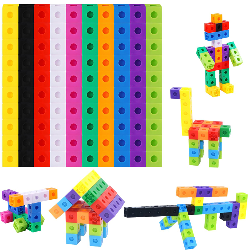 Math Manipulative Set - ชุดลูกบาศก์เชื่อมต่อ 100 ชิ้น ของเล่นเสริมพัฒนาการทางคณิตศาสตร์สำหรับเด็ก ฝึกนับเลข บล็อกมอนเตสซอรี่