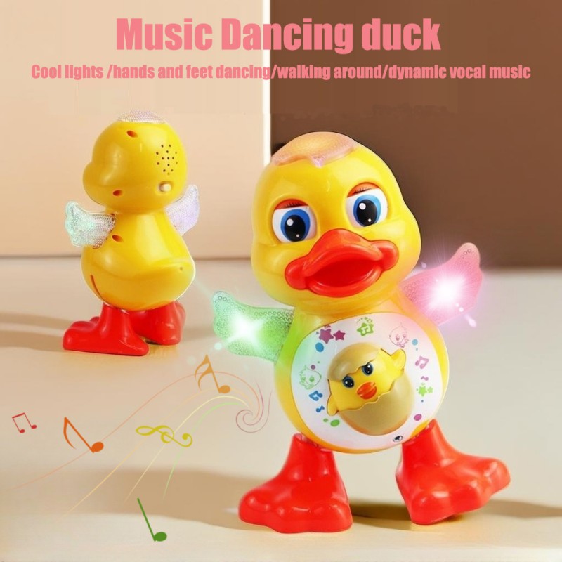 Kids Education Music - ของเล่นเป็ดเต้นรำไฟฟ้า ของเล่นสัตว์ดนตรีแบบโต้ตอบพร้อมไฟกระพริบ ของขวัญเพื่อการศึกษาสำหรับเด็ก