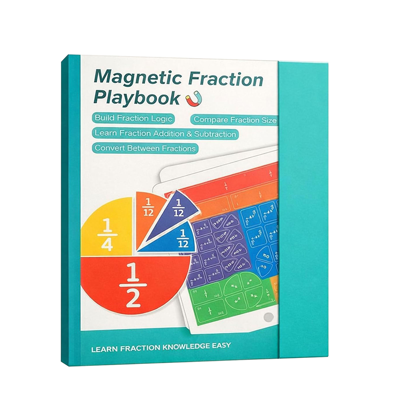 Math Manipulative Set - ชุดบล็อกแม่เหล็กฝึกคณิตเศษส่วนแบบใช้ซ้ำได้ กระดานเศษส่วนแบบฝึกหัด อุปกรณ์ช่วยสอนเศษส่วน ชุดบล็อกปริศนาสำหรับการเรียนรู้คณิตศาสตร์