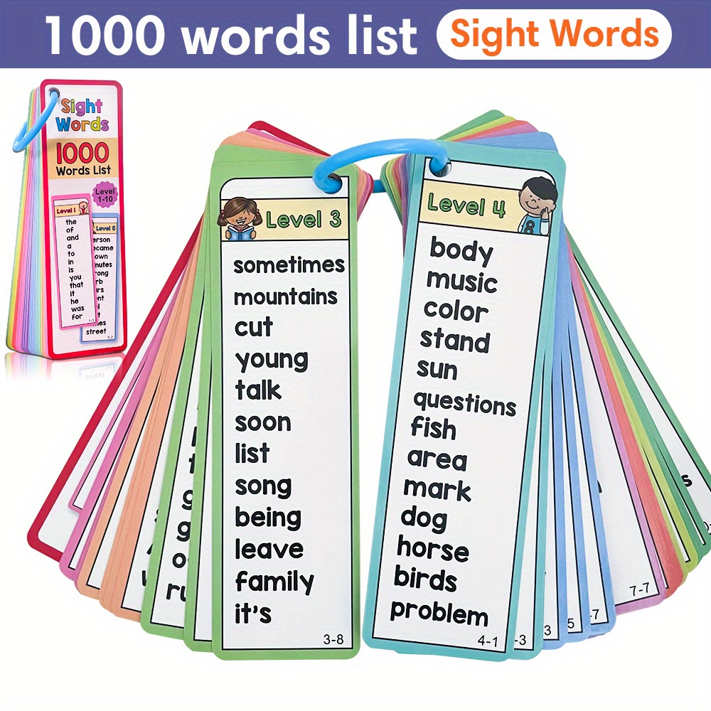 Kids Education Fun - 1000 Sight Words แฟลชการ์ดสําหรับเด็กอายุ 6-10 สนุกการเรียนรู้กิจกรรมการ์ดสองด้าน