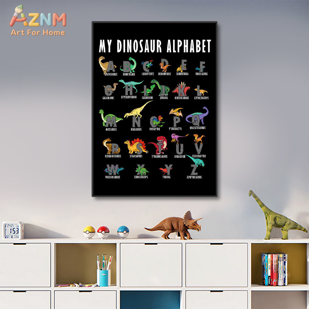 AZNM ไดโนเสาร์ตัวอักษรภาพพิมพ์ - Kids Education Background บทวิจารณ์และราคา