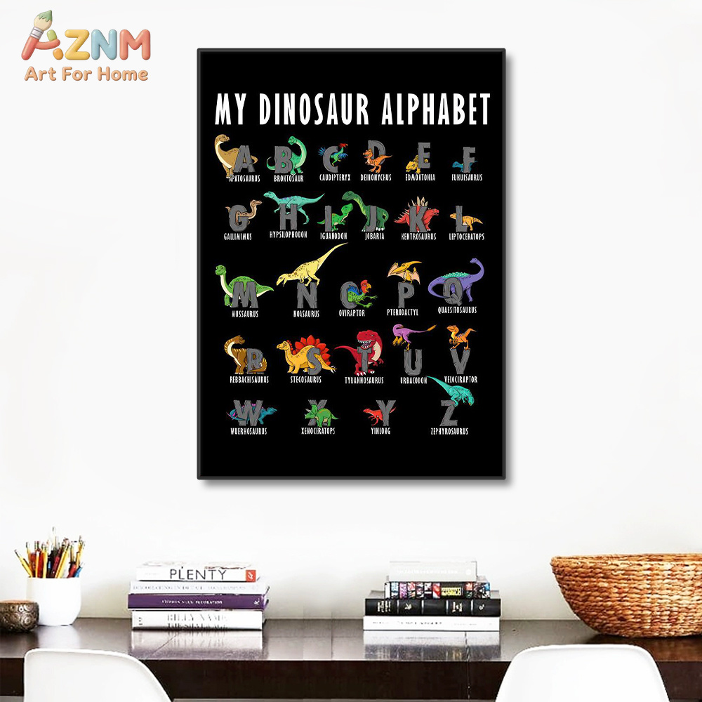 AZNM ไดโนเสาร์ตัวอักษรภาพพิมพ์ - Kids Education Background บทวิจารณ์และราคา