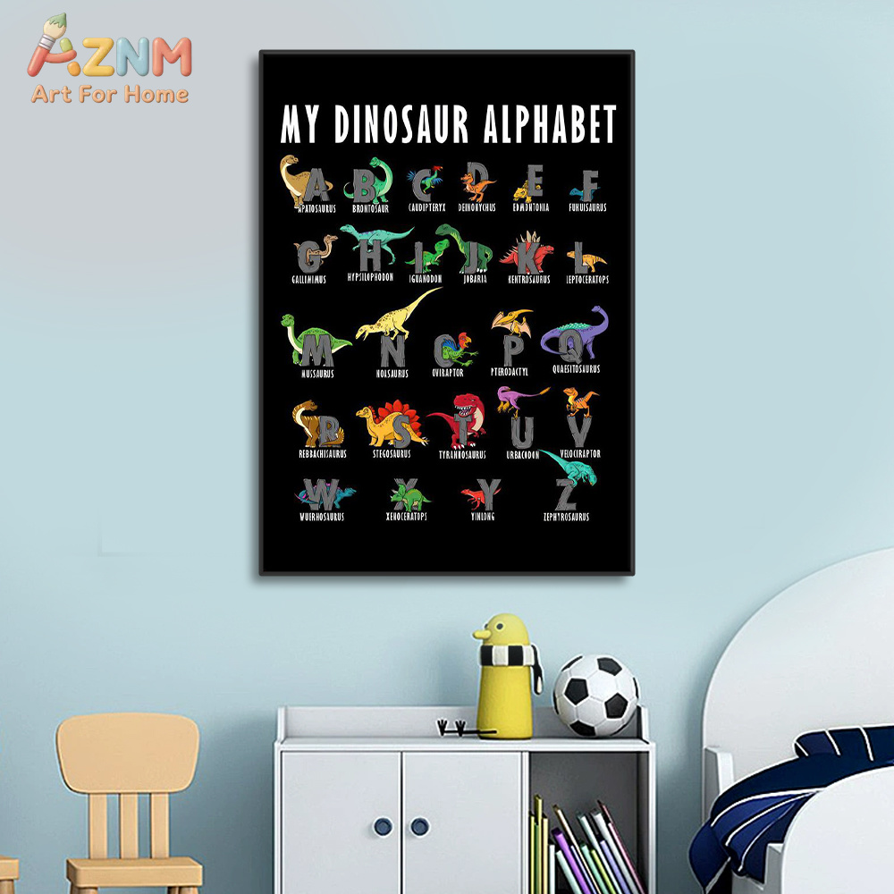 AZNM ไดโนเสาร์ตัวอักษรภาพพิมพ์ - Kids Education Background บทวิจารณ์และราคา