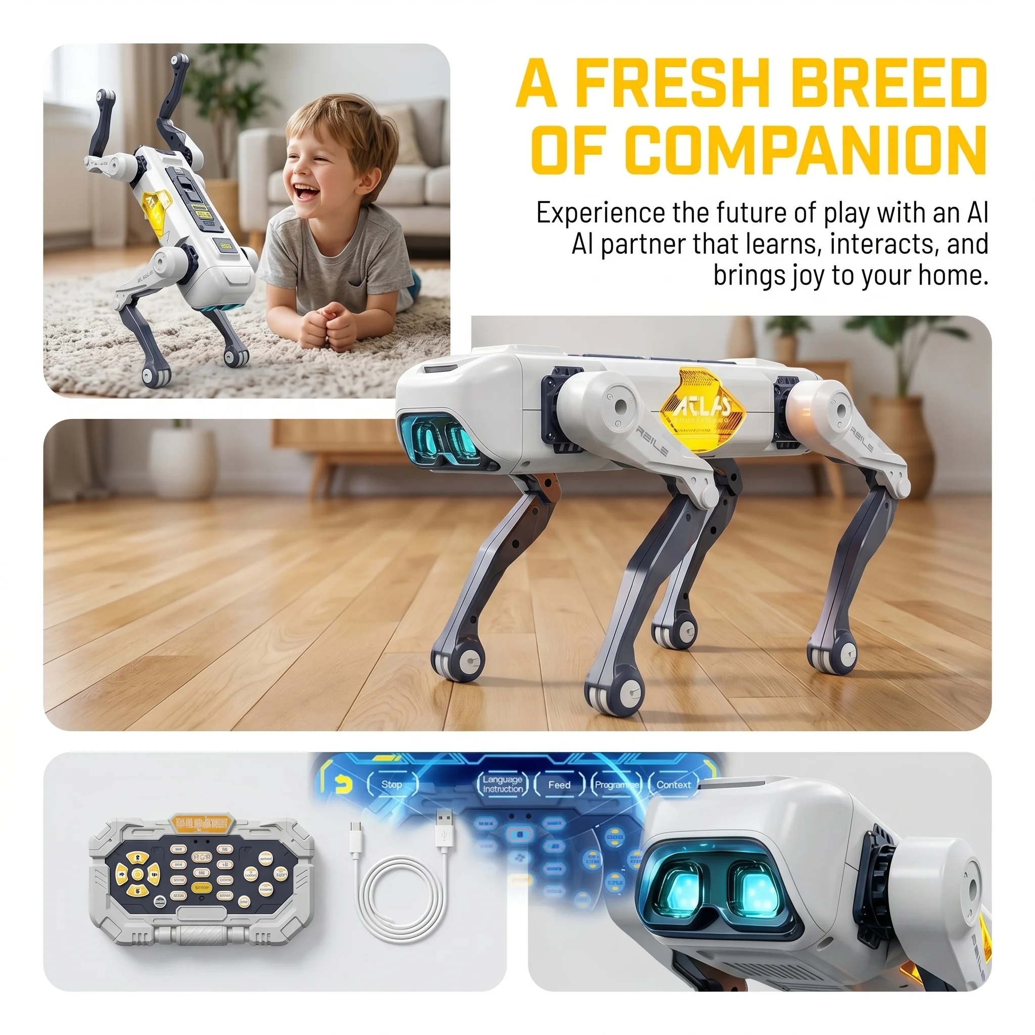 หุ่นยนต์สุนัขอัจฉริยะ AI ควบคุ - Kids Home Education บทวิจารณ์และราคา